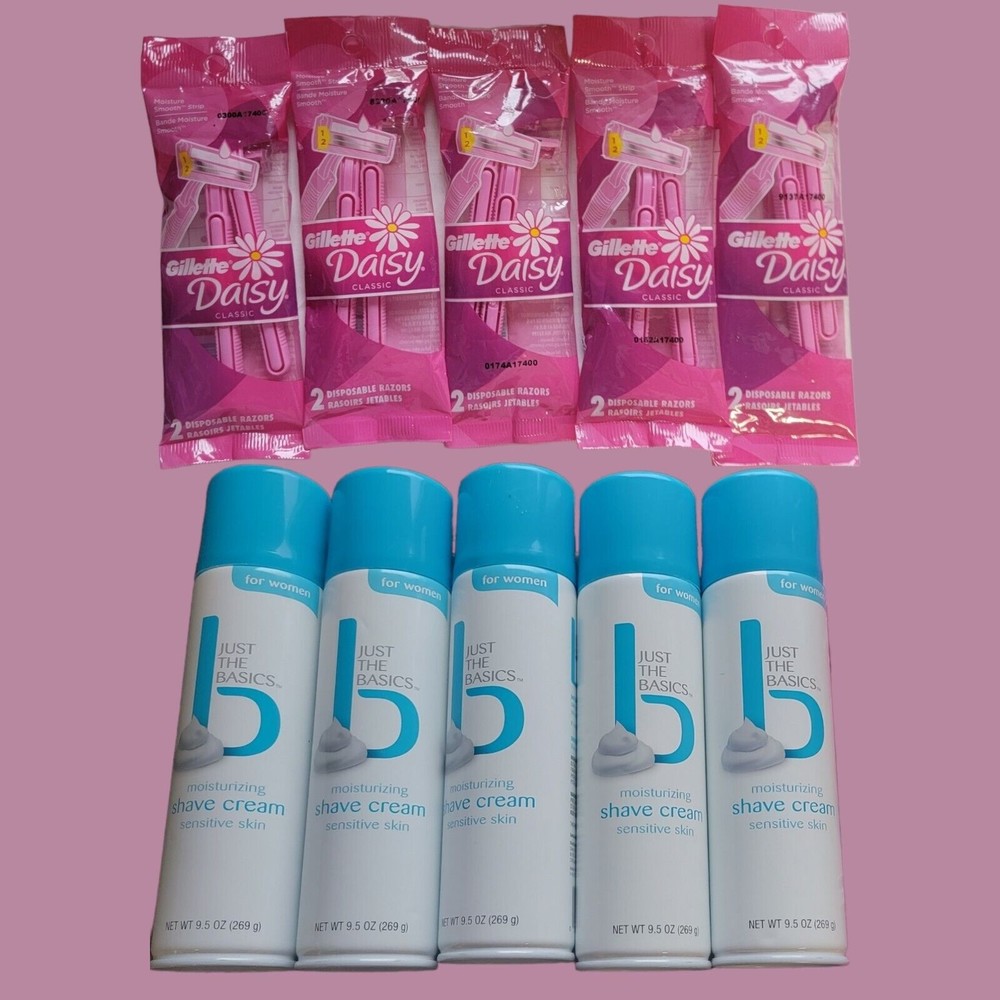 5 Just The Basics Moisturizing Sensitive Skin Shave Cream 5 Gillette Razors‎